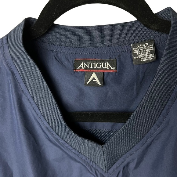 SYRACUSE UNIV NAVY BLUE NYLON VNECK WINDBREAKER MEN’S LARGE Antigua Cinch Pocket - Picture 5 of 9